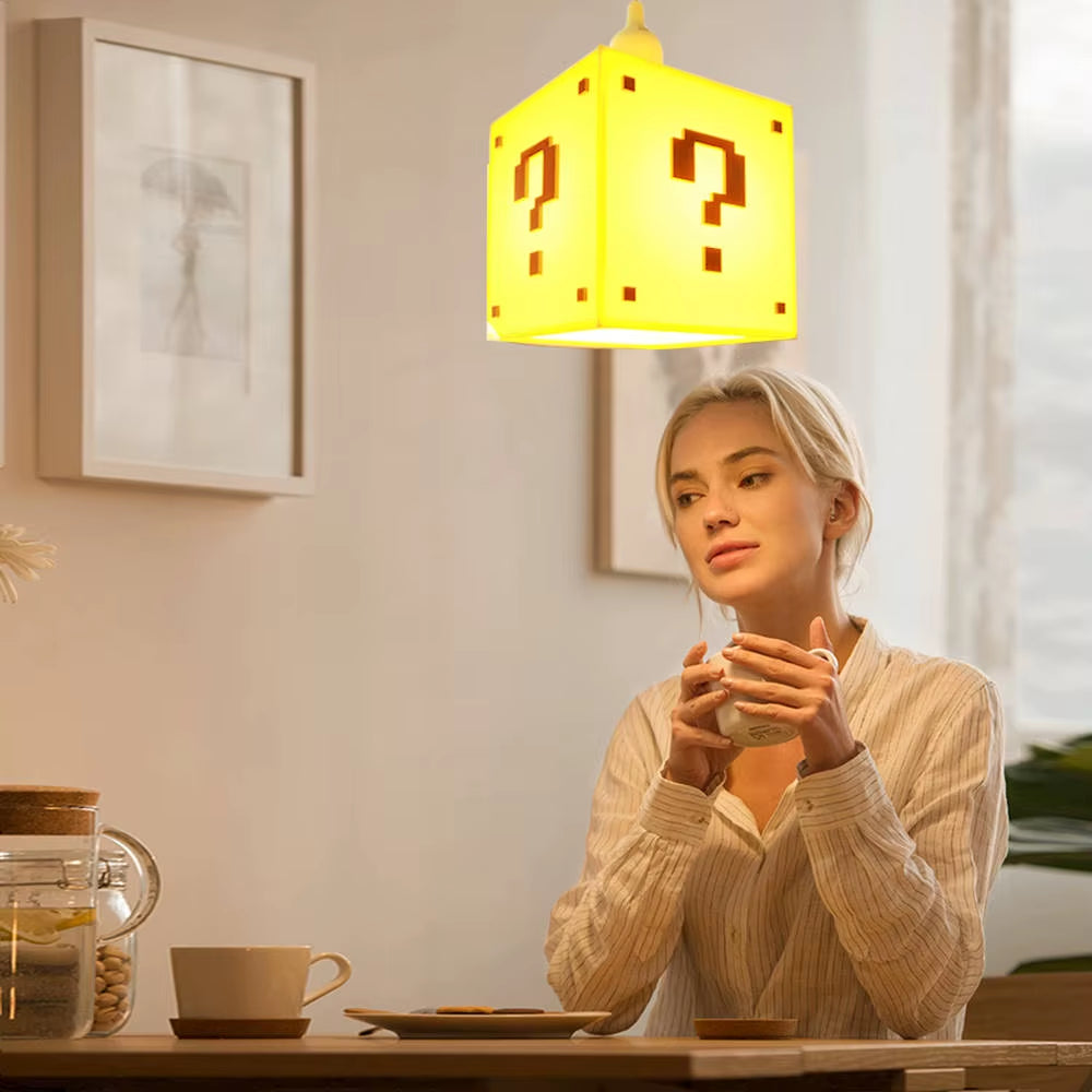 Classical Game Question Mark Shape Block Hanging Lamp Game Room Lighting Kid Room Decor Pendant Light Modern Ceiling Lighting