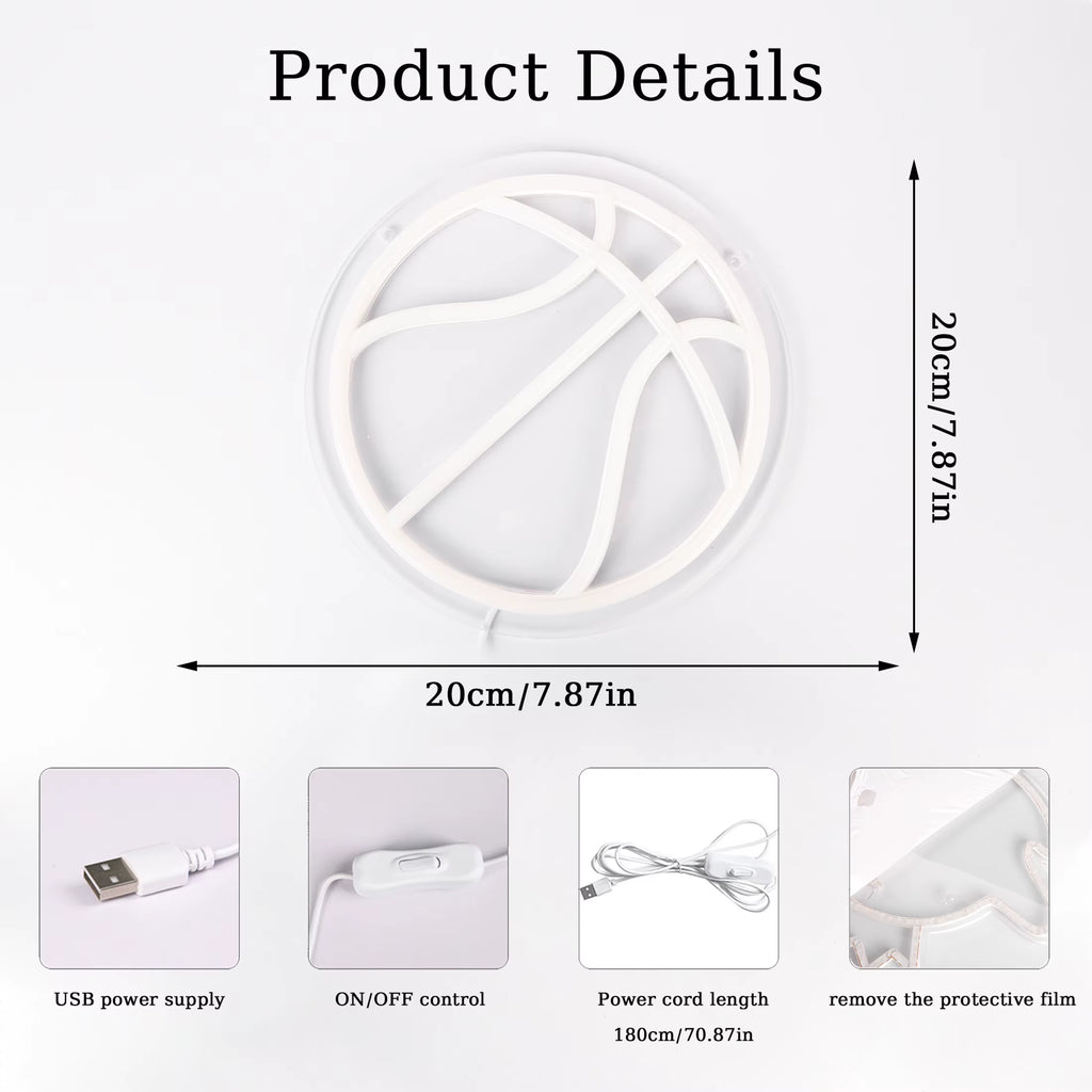 Basketball Neon Signs Basketball Led Neon Light Wall Neon Lights Cool Neon Sign for Room Bedroom Birthday Signs Kids Gift